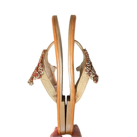 Chicos Tan Thong Sandals w/Red, White and Gold Beading - Picture 6 of 12